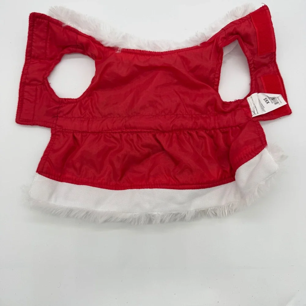 Christmas Santa Claus Dog Dress Red Velvet White Faux Fur XXS Holiday Costume